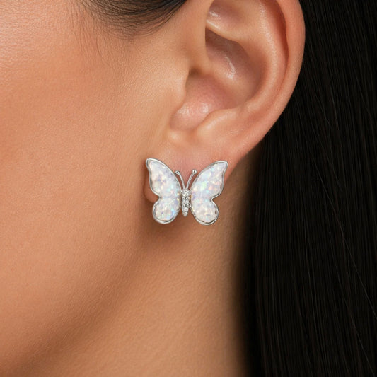 Silver Butterfly Earring Set