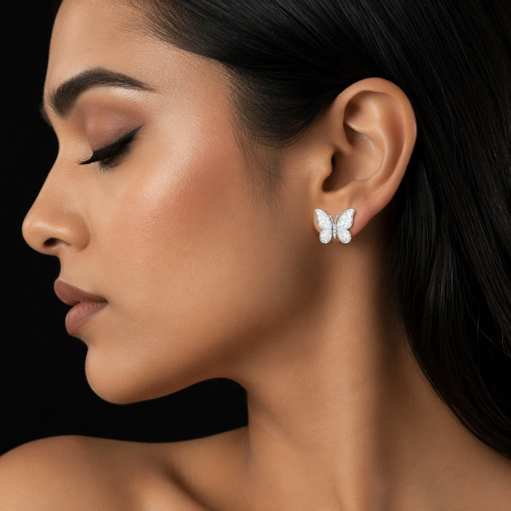Silver Butterfly Earring Set