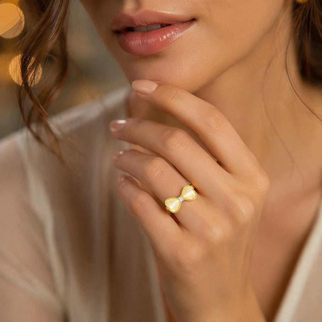Pearl Bow Open Ring