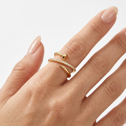 Gold Pearl Leaf Open Ring