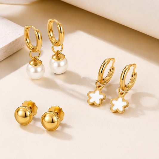 Star Charm Drop Earring Set