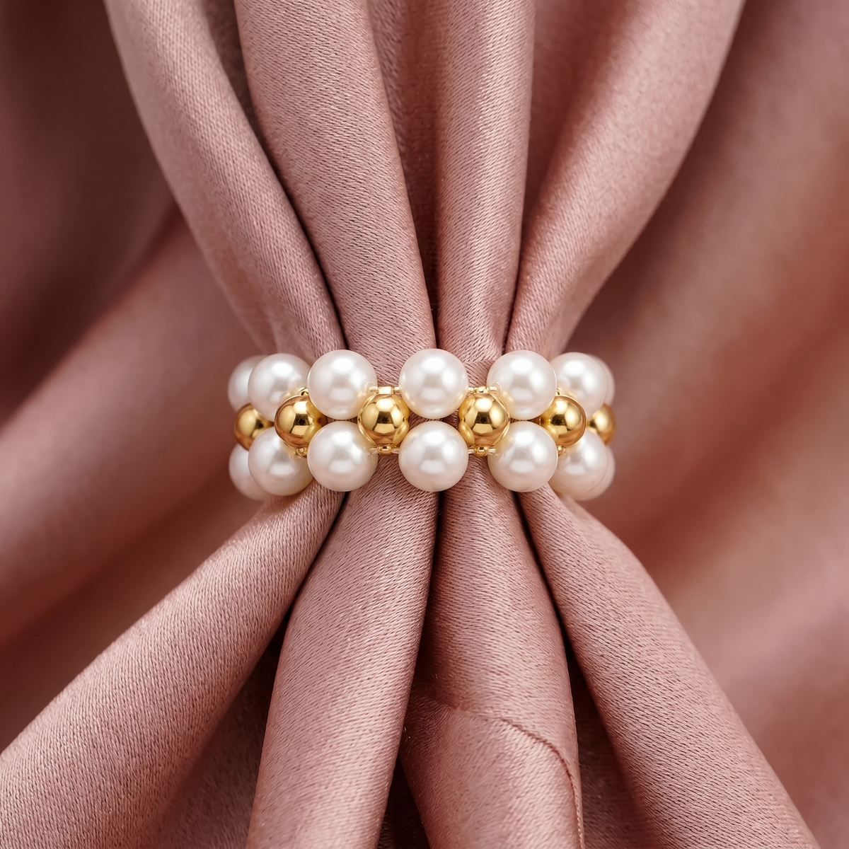 Pearl Flower Rubber Band Open Ring