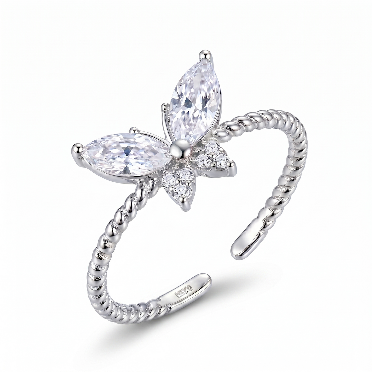 Silver Leaf Bow Open Ring