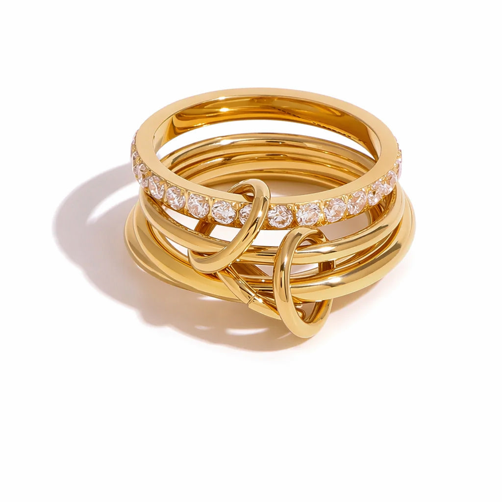 Gold Stackable Chain Ring Set