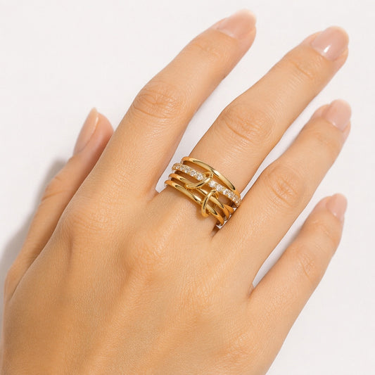 Gold Stackable Chain Ring Set