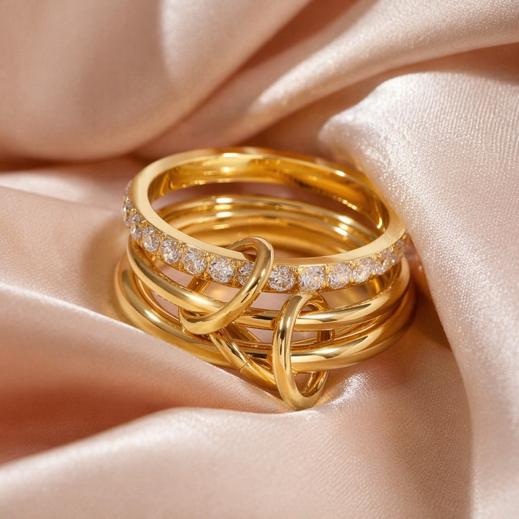 Gold Stackable Chain Ring Set